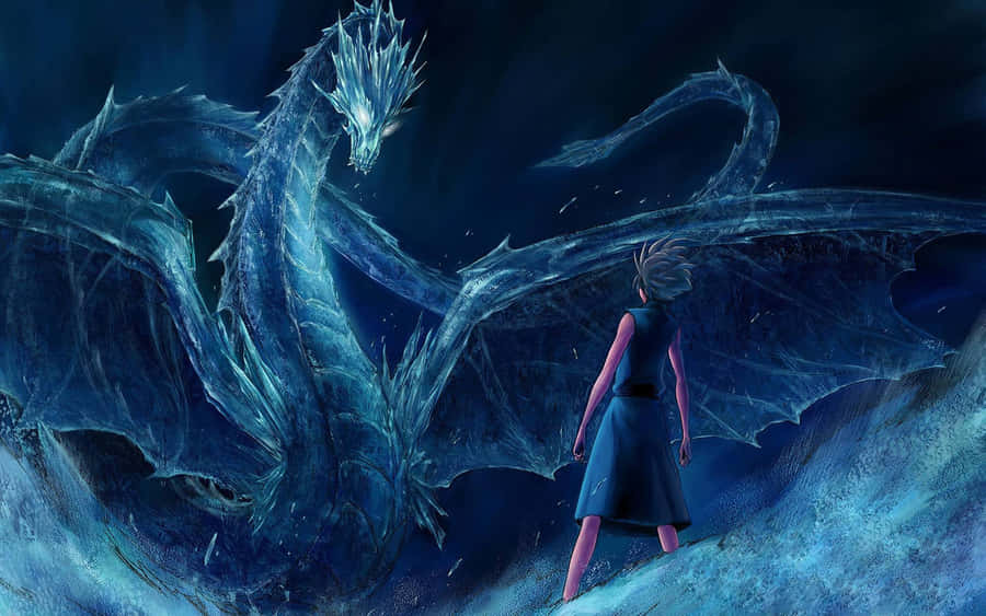Toshiro Conjuring His Fiery Blue Dragon Wallpaper