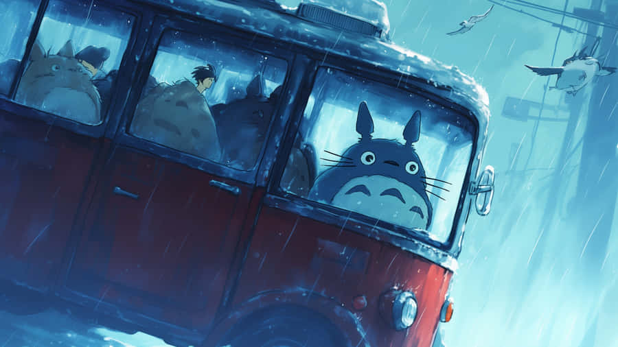 Totoro Winter Bus Ride Wallpaper