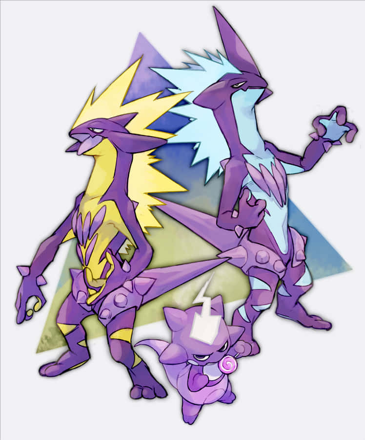 Toxel And Toxtricity With A Gray Backdrop Wallpaper