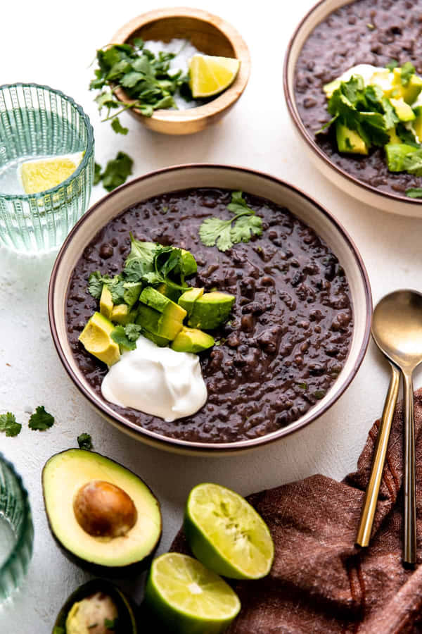 Traditional Black Bean Soup Close-up Wallpaper