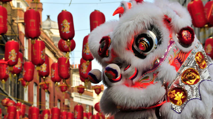 Traditional Lion Dance Celebration Wallpaper