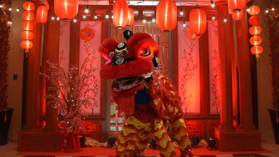 Traditional Lion Dance Performance Wallpaper