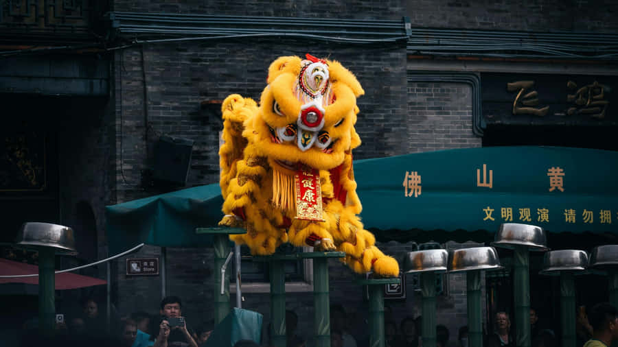 Traditional Lion Dance Performance Wallpaper