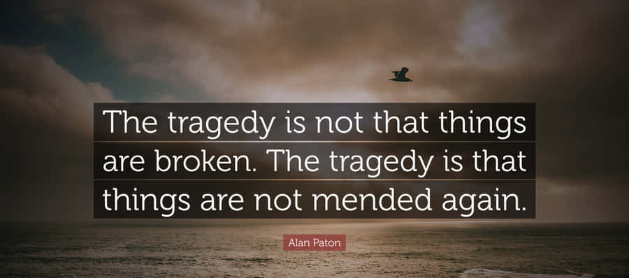 Tragedy Quote Over Ocean Sunset Wallpaper