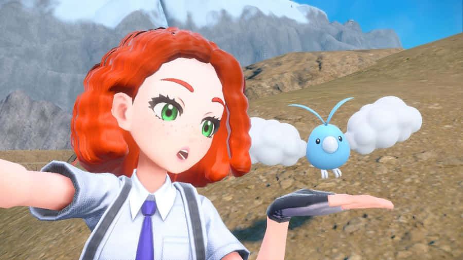 Trainer Selfie With Swablu Wallpaper