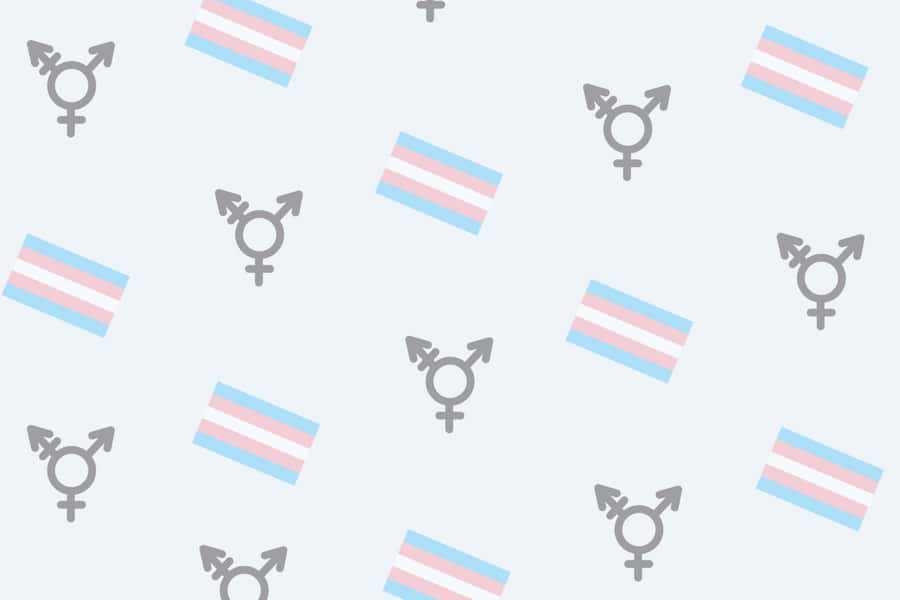 Trans Symbol And Flag In Pattern Wallpaper