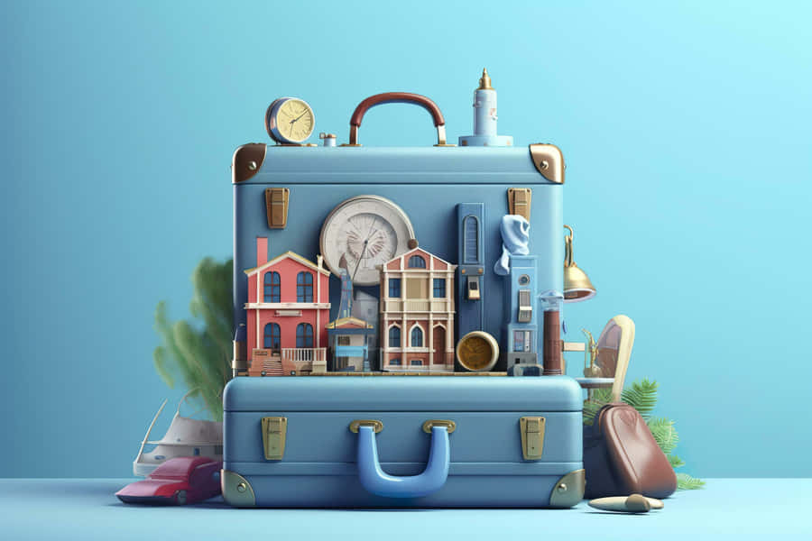 Travel Themed Suitcase Artwork Wallpaper