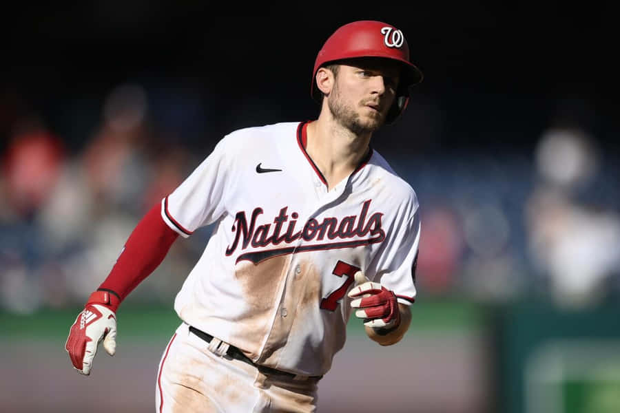 Trea Turner Running Bases Washington Nationals Wallpaper