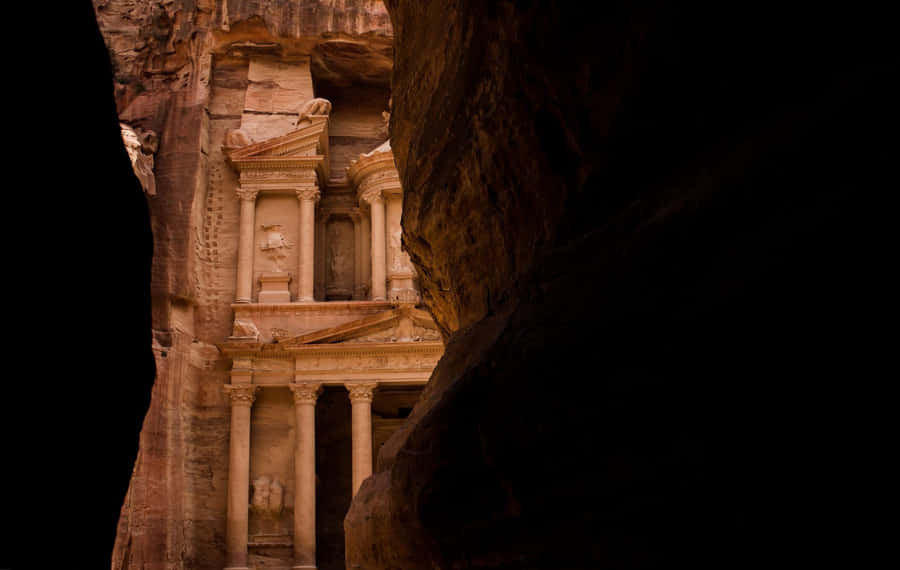 Treasury Petra Dark Cave View Wallpaper