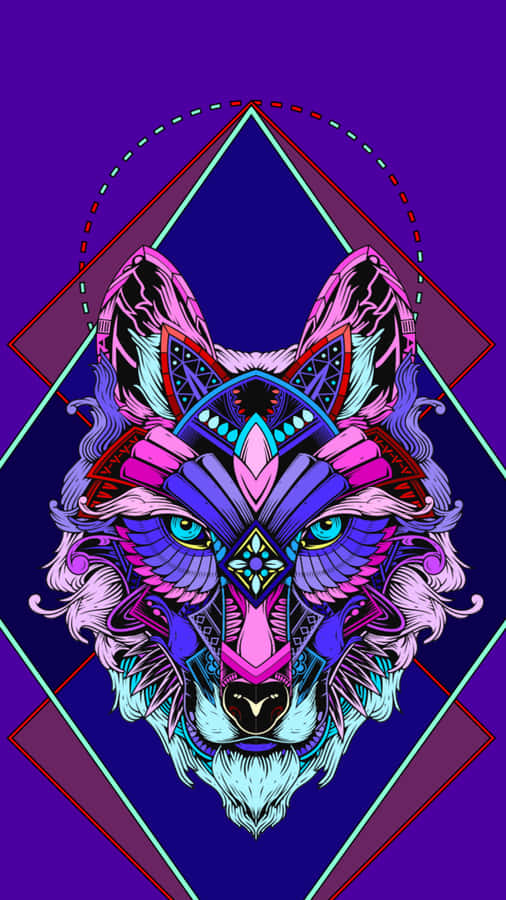Tribal Wolf Art In A Majestic Roar Wallpaper