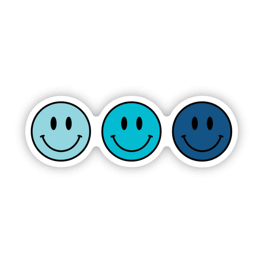 Triple Smiley Faces Blue Shades Wallpaper