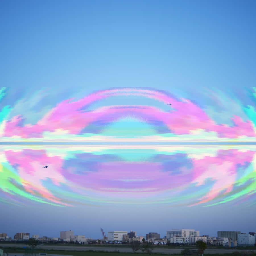 Trippy Aesthetic Cloud Above City Wallpaper