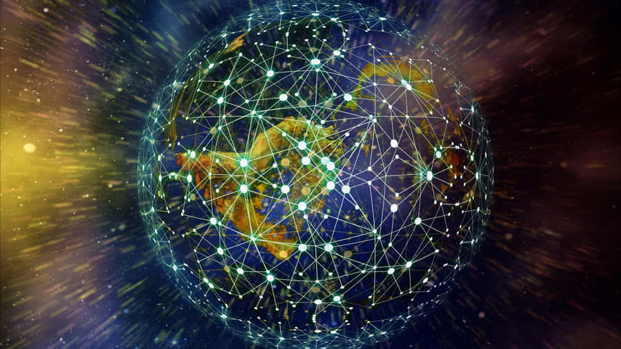 Trippy Galaxy With A Glowing Earth Wallpaper