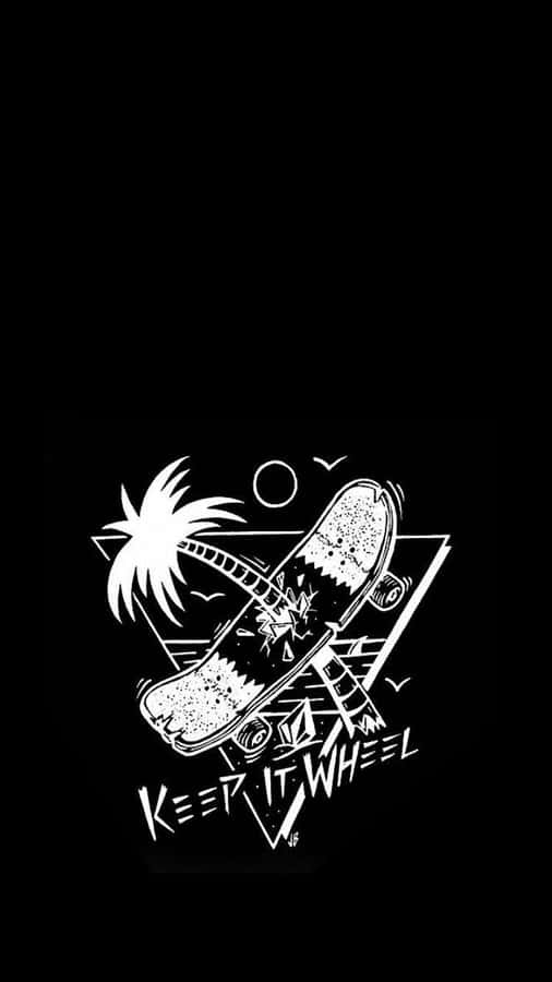 Trippy Skateboard Art_ Black Background Wallpaper