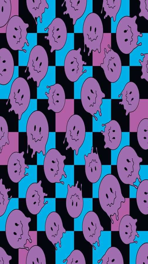 Trippy Smiley Face Pattern Wallpaper