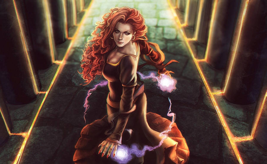 Triss Merigold From The Witcher Radiates Magic Power Wallpaper