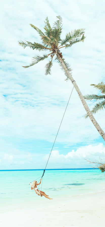Tropical_ Beach_ Swing_ Coconut_ Girl.jpg Wallpaper