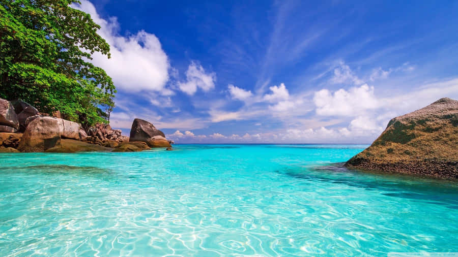 Tropical Paradise Beach Crystal Waters Wallpaper