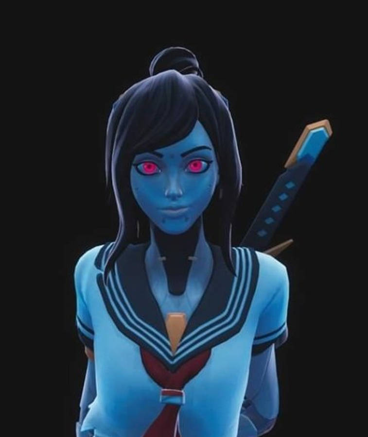 Tsuki Fortnite Blue Skin Wallpaper