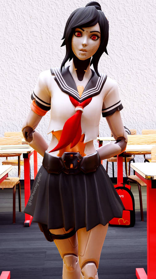 Tsuki Fortnite Japanese Schoolgirl Wallpaper