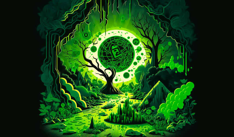 Tumultuous Neon Green Forest Wallpaper