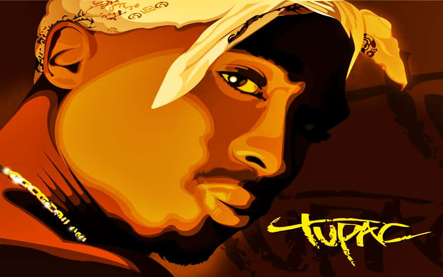 Tupac Orange Aesthetic Artwork Wallpaper