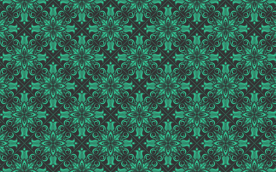 Turquoise Damask Pattern Background Wallpaper