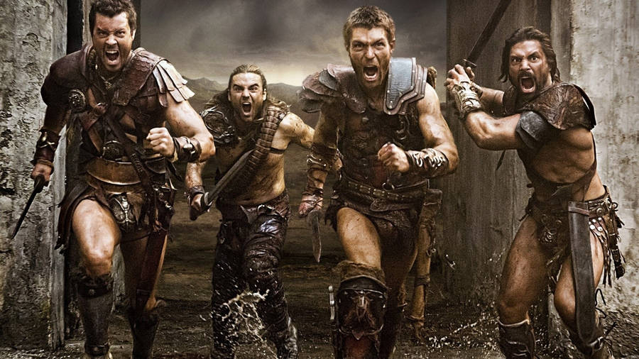 Tv 4k Spartacus Characters Running Wallpaper