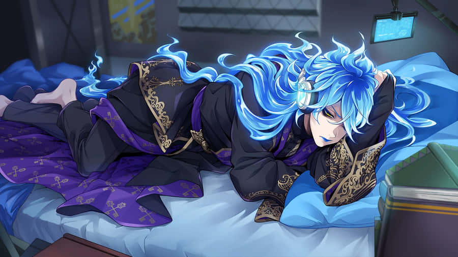 Twisted Wonderland Blue Flame Hair Character Wallpaper