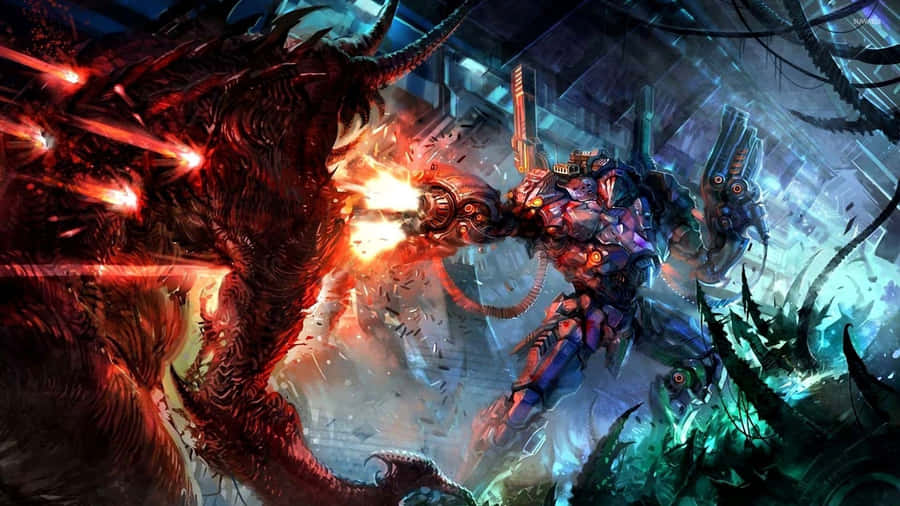 Two Powerful Demons Clash In An Epic Battle Wallpaper