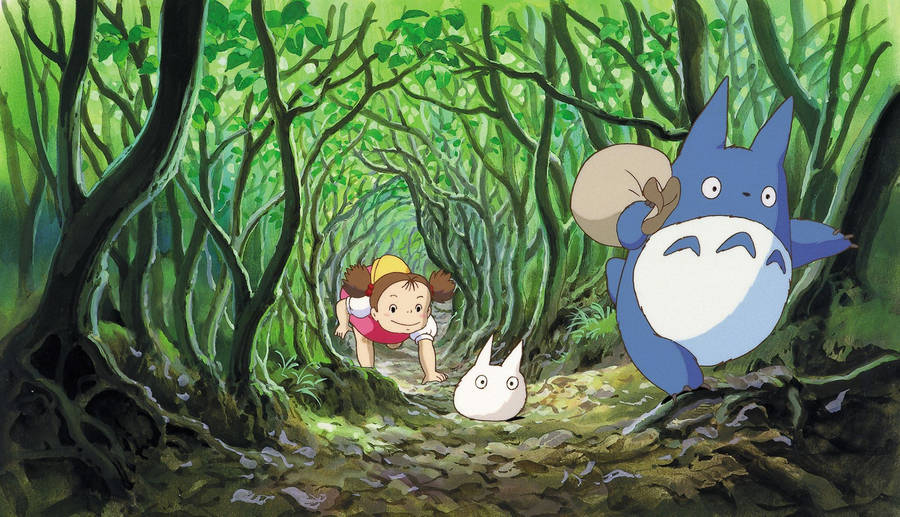 Two Siblings Explore A Magical Forest Wallpaper