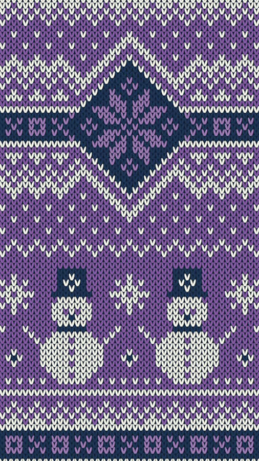 Two Snowmen Purple Knitted Sweater Wallpaper