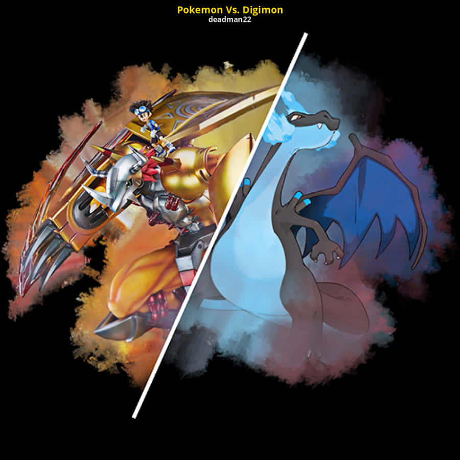 Two Trainers In A Heated Pokemon Rivalry Wallpaper