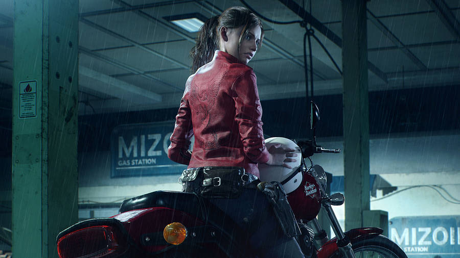 Two-wheeled Escape - Claire Redfield Takes On New Threats With Her Motorcycle Wallpaper