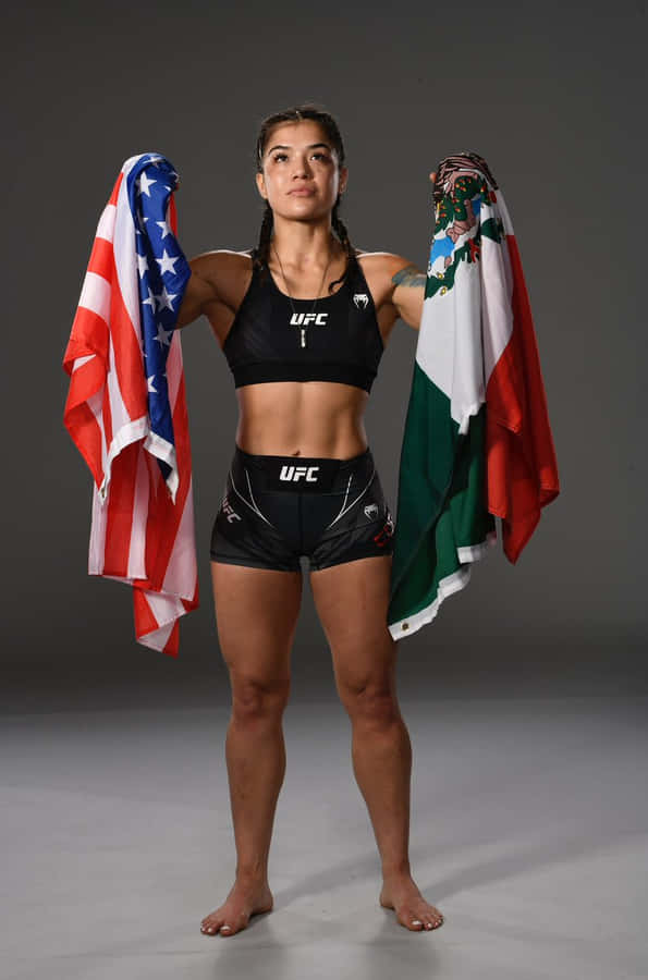 U F C Fighter Dual Flags Pose Wallpaper