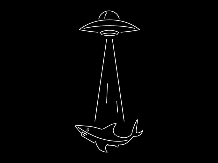U F O Abducting Shark Graphic Wallpaper