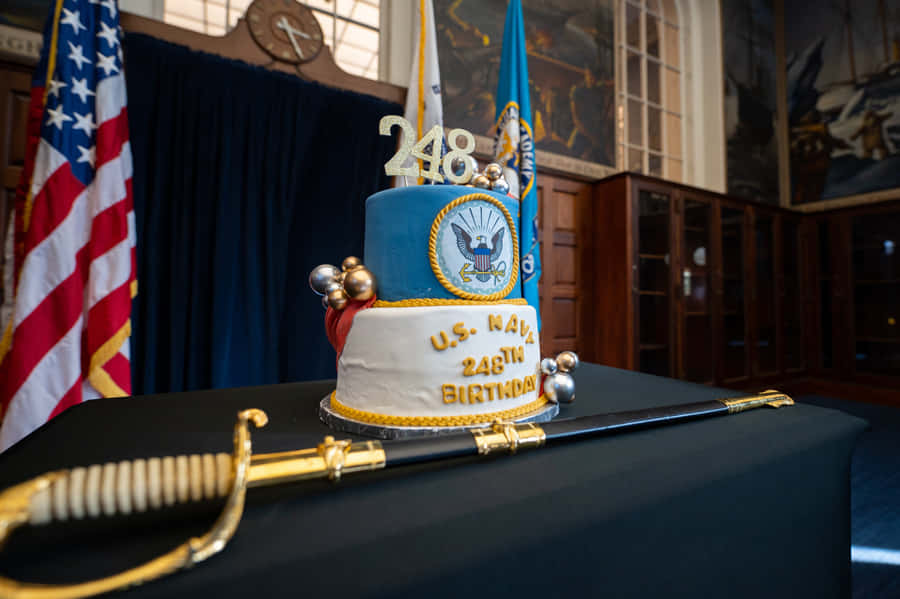 U S Navy248th Birthday Celebration Cake Wallpaper