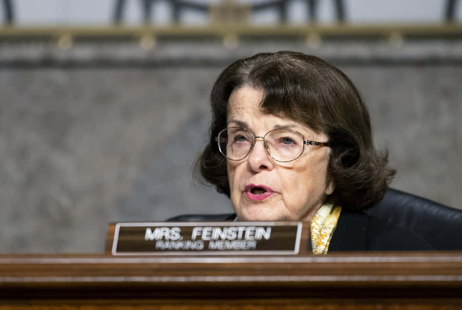 U.s. Senator Dianne Feinstein With Name Placard Wallpaper