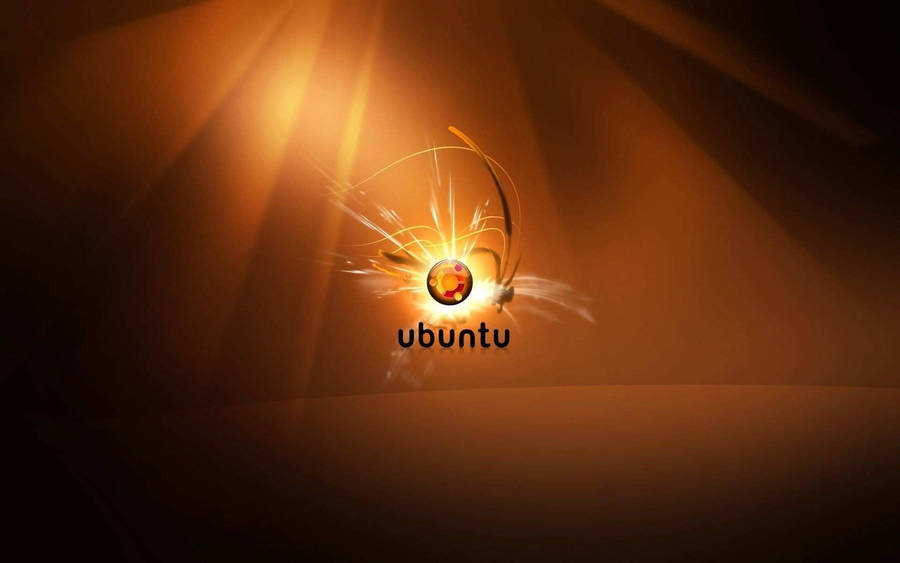 Ubuntu In Golden Flashing Logo Wallpaper