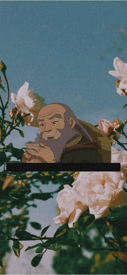 Uncle_ Iroh_ Enjoying_ Tea_ Amidst_ Flowers Wallpaper