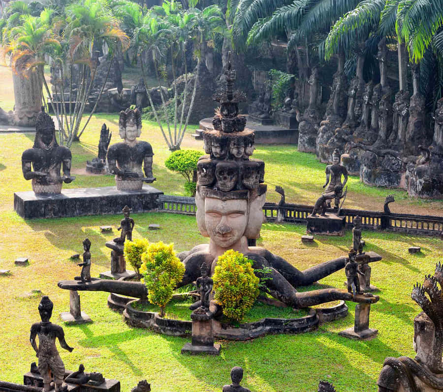 Unique Buddha Park Scenery In Vientiane Wallpaper