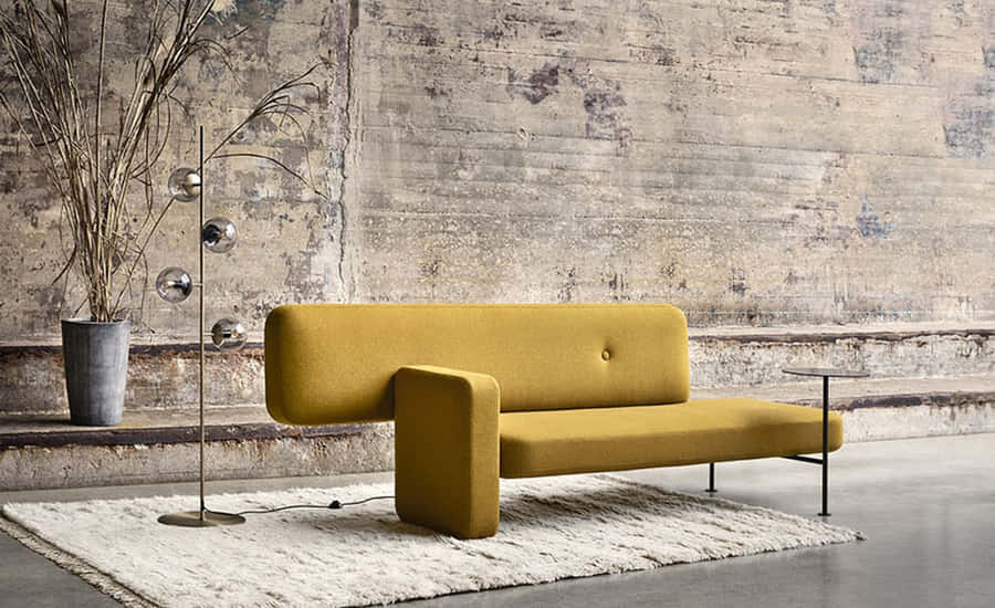 Unique Long Yellow Couch Wallpaper