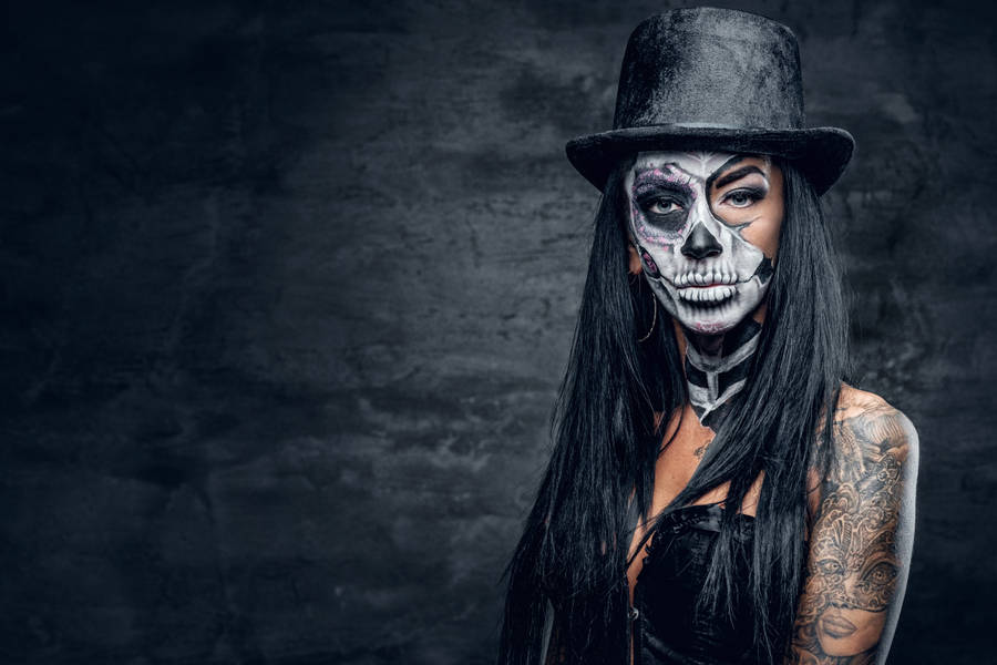 Unleashing Artistry With Hd Tattoo Skeleton Makeup Wallpaper