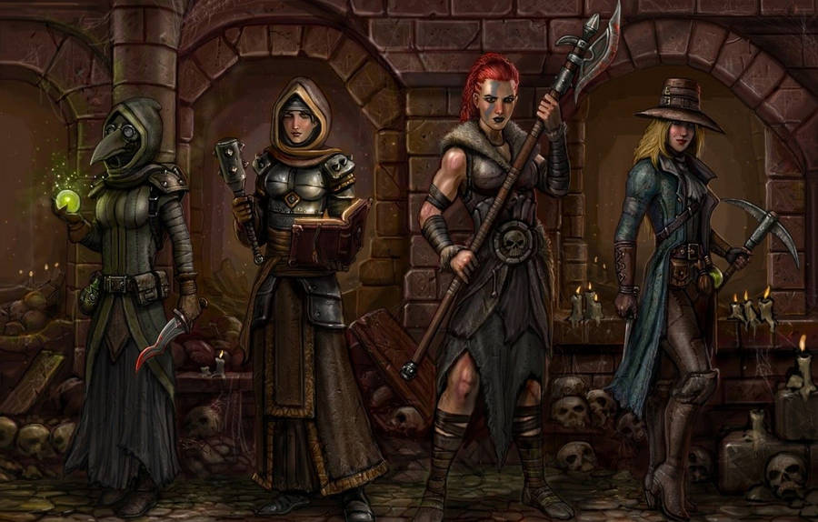 Unyielding Heroes Brave The Depths Of The Darkest Dungeon Wallpaper
