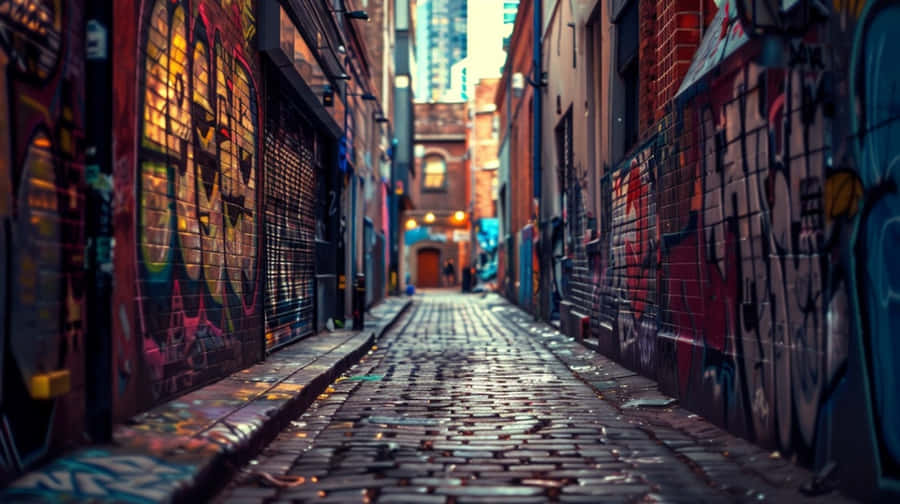 Urban Graffiti Alleyway Wallpaper