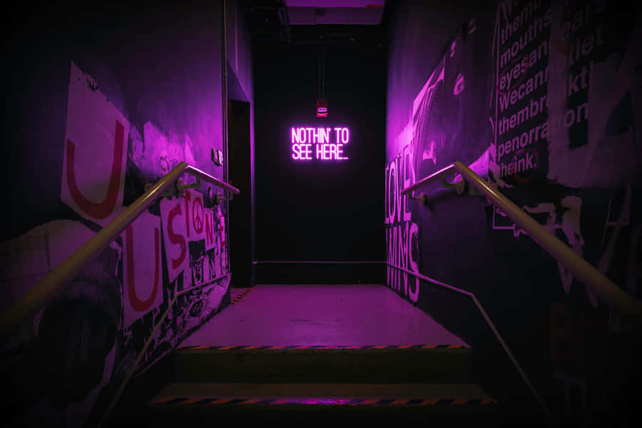 Urban Neon Staircase Aesthetic.jpg Wallpaper