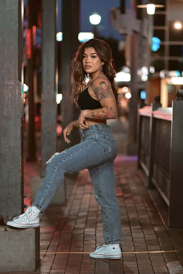 Urban Nightlife Fashion Portrait Wallpaper