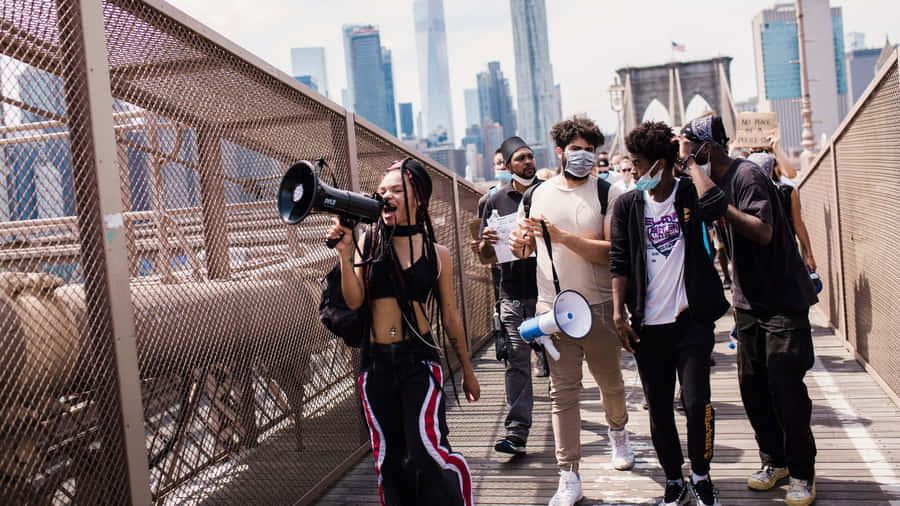 Urban Protest Megaphone Bridge Wallpaper