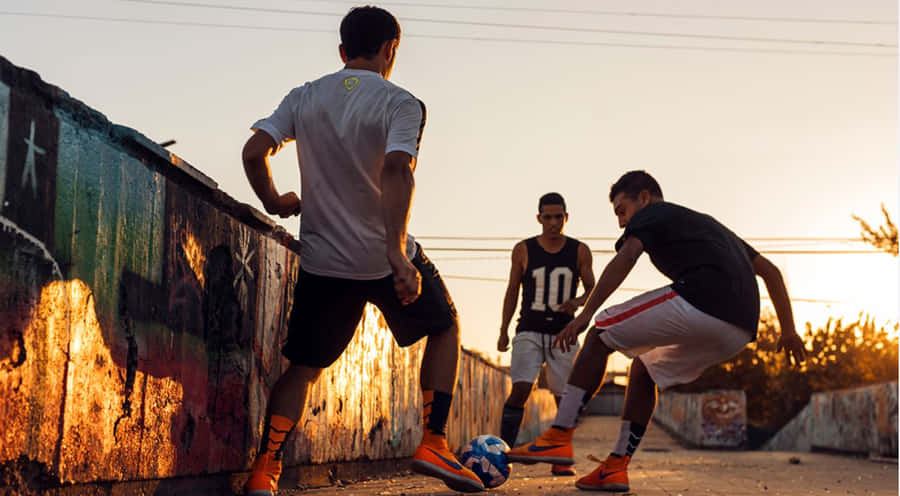 Urban Sunset Street Soccer Game.jpg Wallpaper