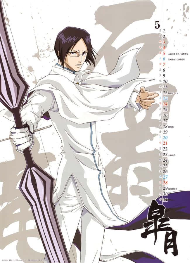 Uryu Ishida In Action - Quincy Archer From Bleach Wallpaper